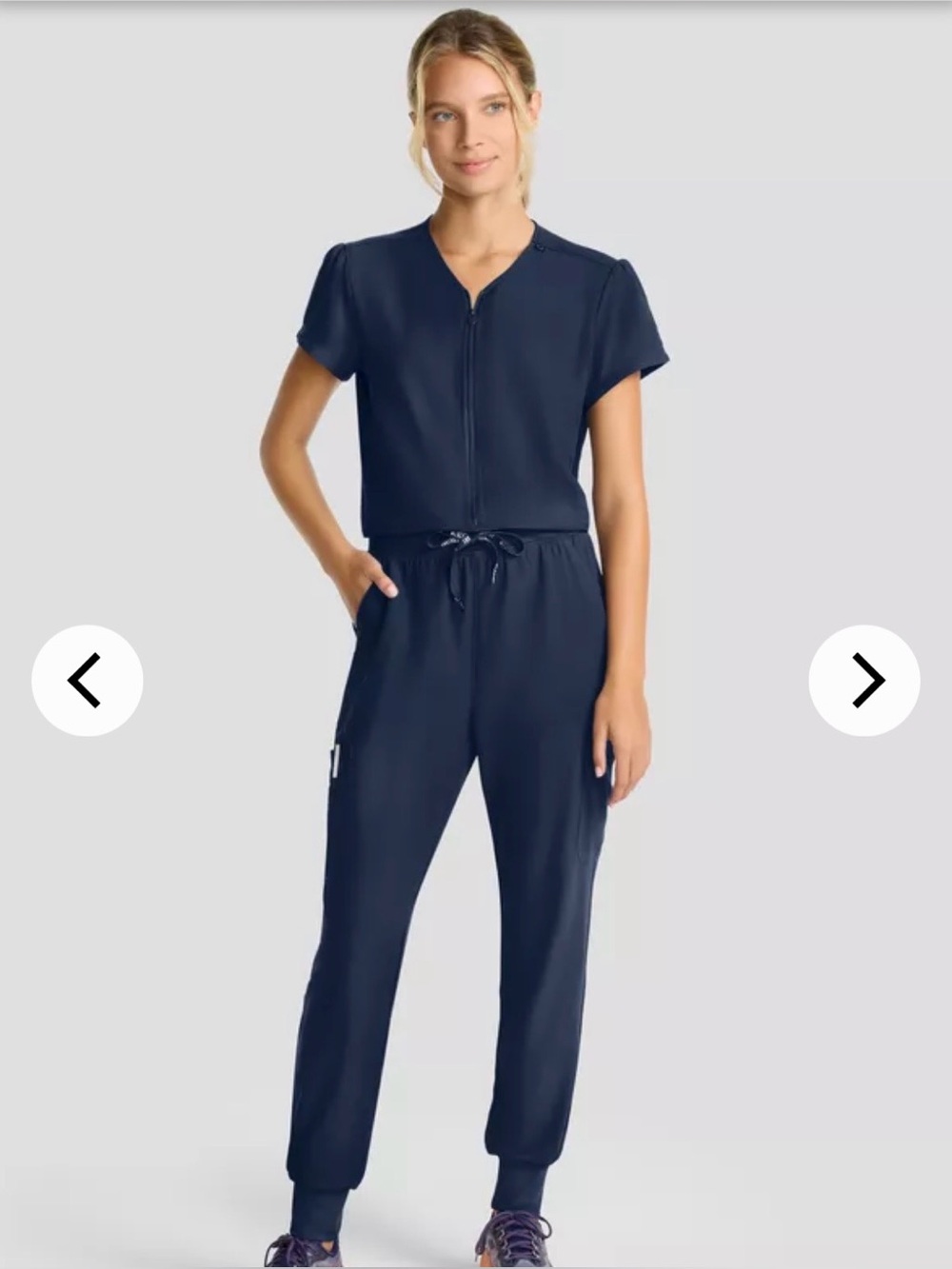 Med couture Navy Zip-Front scrub Jumpsuit